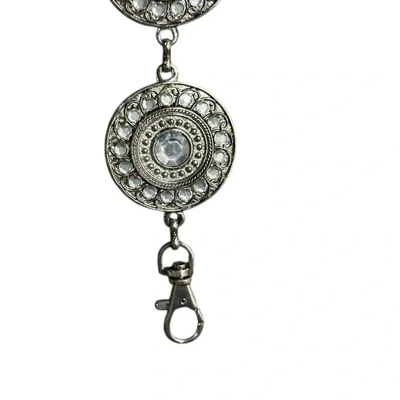 Silver Medallion Crystal Adorned Chain Belt For Women Boho, Western, Cowgirl - Picture 8 of 15